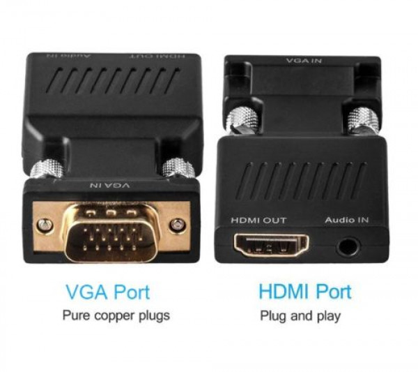 VGA to HDMI Adapter with Audio 1080P VGA Male to HDMI Female Adapter Converter Connect PC with VGA to TV / Monitor Projector with HDMI port